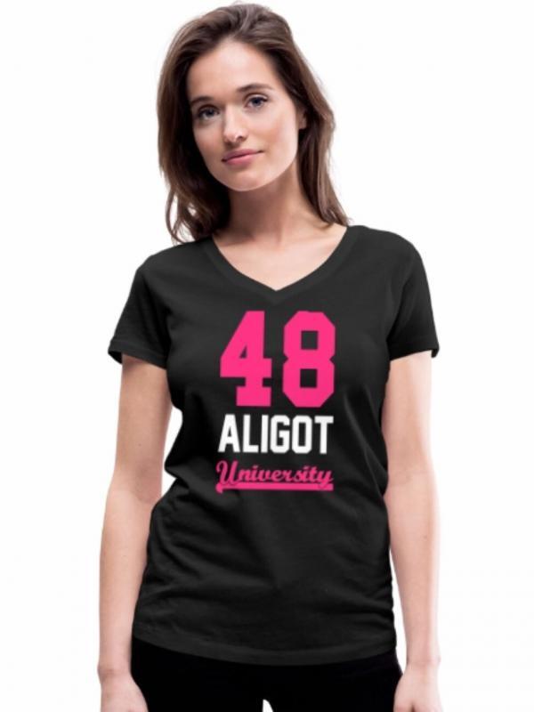 T-shirt femme col V 48 Aligot University noir