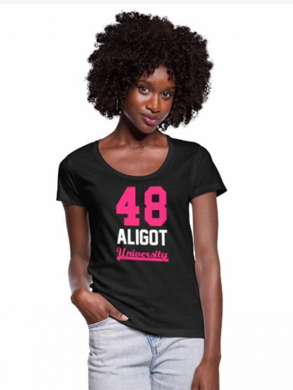 T-shirt femme col U 48 Aligot University noir